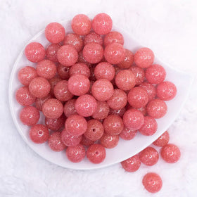 16mm Coral Pink Glitter Sparkle Bubblegum Beads