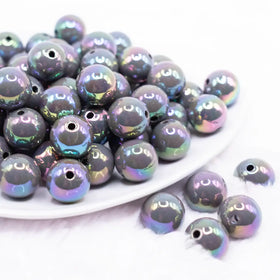 16mm Dark Gray Solid AB Bubblegum Beads