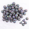 top view of a pile of 16mm Dark Gray Solid AB Bubblegum Beads