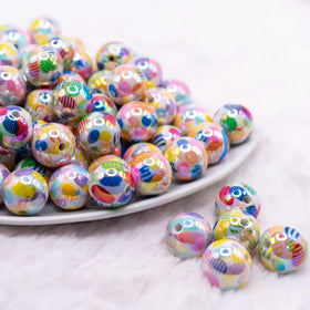 16mm Easter Egg Print Bubblegum Beads