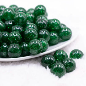 16mm Green Glitter Sparkle Bubblegum Beads