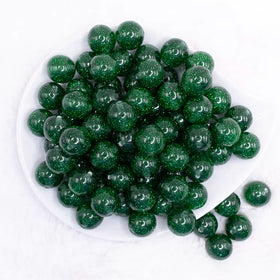 16mm Green Glitter Sparkle Bubblegum Beads