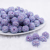 front view of a pile of 16mm Iris Purple Rhinestone AB Bubblegum Beads