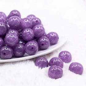 16mm Light Purple Glitter Sparkle Bubblegum Beads