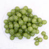 top view of a pile of 16mm Lime Green Glitter Sparkle Bubblegum Beads