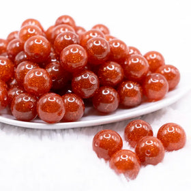 16mm Orange Glitter Sparkle Bubblegum Beads