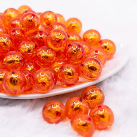 16mm Orange Foil Bubblegum Beads