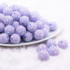 front view of a pile of 16mm Pastel Purple Rhinestone AB Bubblegum Beads