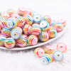 front view of a pile of 16MM Rainbow with AB Stripes Bubblegum Beads