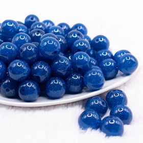 16mm Royal Blue Glitter Sparkle Bubblegum Beads