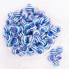 top view of a pile of 16MM Royal Blue with AB Stripes Bubblegum Beads