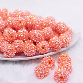 16mm Salmon Orange Rhinestone AB Bubblegum Beads