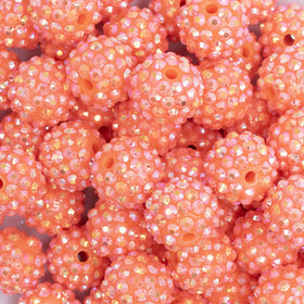 16mm Salmon Orange Rhinestone AB Bubblegum Beads