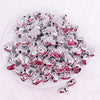 top view of a pile of 18mm Silver Chrome Heart Acrylic Bubblegum Beads