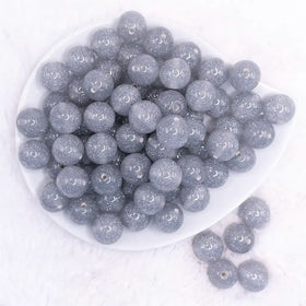 16mm Silver Glitter Sparkle Bubblegum Beads