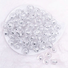 16mm Silver Foil Bubblegum Beads