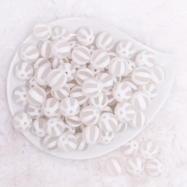 top view of a pile of 16MM White Frosted Beach Ball Bubblegum Beads
