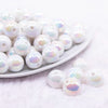 front view of a pile of 16mm White Solid AB Bubblegum Beads