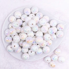 16mm White Solid AB Bubblegum Beads