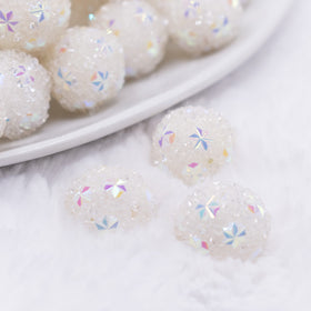 16mm White Snowflake luxury acrylic beads