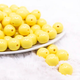16mm Yellow Solid Bubblegum Beads