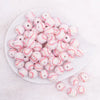 top view of a pile of 16mm Baseball Rhinestone AB Bubblegum Beads