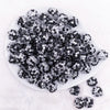 top view of a pile of 16mm Black and Silver Rhinestone Bubblegum Beads