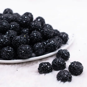 16mm Black Sequin Confetti Bubblegum Beads