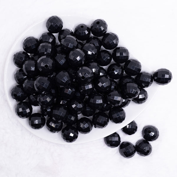 top view of a pile of 16mm Black Disco Bubblegum Beads