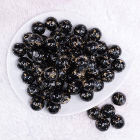 16mm Black with Gold Flake Acrylic Chunky Bubblegum Beads