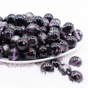 16mm Black Illusion Glitter Bubblegum Bead