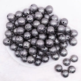 16mm Black Crinkle Foil Bubblegum Beads