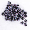 front view of a pile of Copy of 20mm Black luxury acrylic beads with iridescent butterfly accents