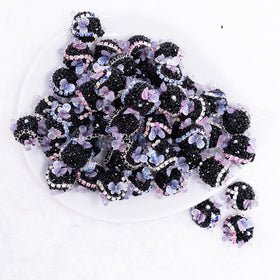 16mm Black luxury acrylic beads with iridescent butterfly accents