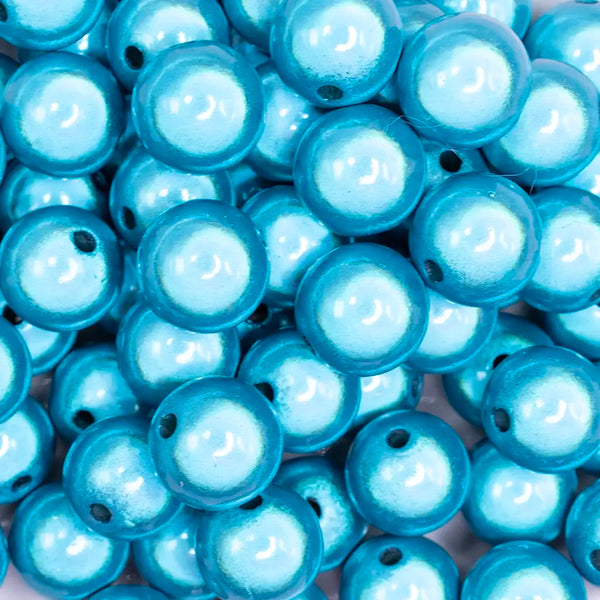 close up view of a pile of 16mm Blue Miracle Bubblegum Bead