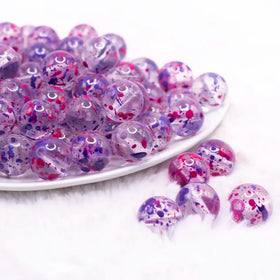 16mm Purple and Hot Pink Splatter Bubblegum Bead