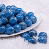 front view of a pile of 16mm Blue with Gold Flake Acrylic Chunky Bubblegum Beads