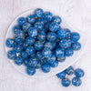 top view of a pile of 16mm Blue with Gold Flake Acrylic Chunky Bubblegum Beads