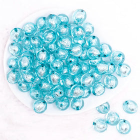 16mm Blue Foil Bubblegum Beads