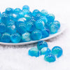 front view of a pile of 16mm Blue Illusion Glitter Bubblegum Bead