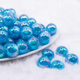 16mm Blue Opalescence Bubblegum Bead