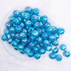 top view of a pile of 16mm Blue Opalescence Bubblegum Bead