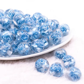 16mm Blue Rose Bubblegum Beads
