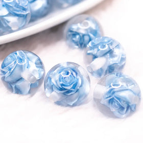 16mm Blue Rose Bubblegum Beads