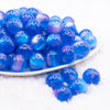 front view of a pile of 16mm Bright Blue Illusion Glitter Bubblegum Bead