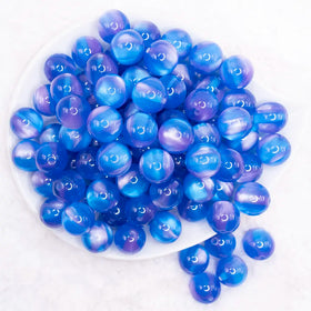 16mm Bright Blue Illusion Glitter Bubblegum Bead