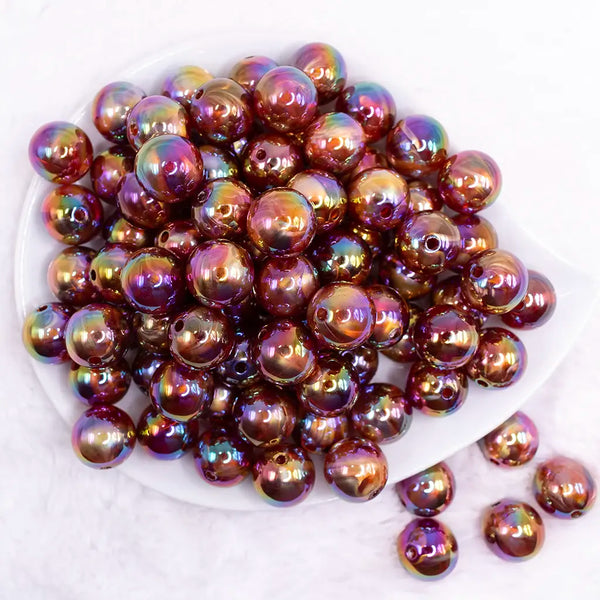 top view of a pile of 16mm Brown / Orange Marbled Bubblegum Bead