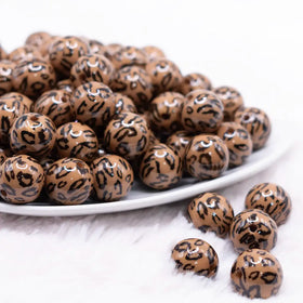 16mm Brown Leopard Print Acrylic Bubblegum Jewelry Beads