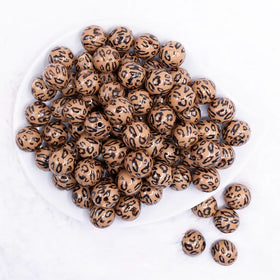 16mm Brown Leopard Print Acrylic Bubblegum Jewelry Beads