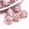 macro view of a pile of 16mm Brown Rose Bubblegum Beads